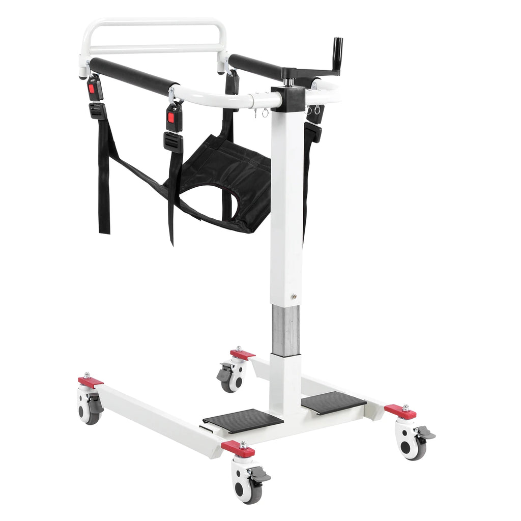 Patient Lift Transfer Chair with Adjustable Height & Width Bedside Commode Transport Chair with Wheels for Elderly and Disabled