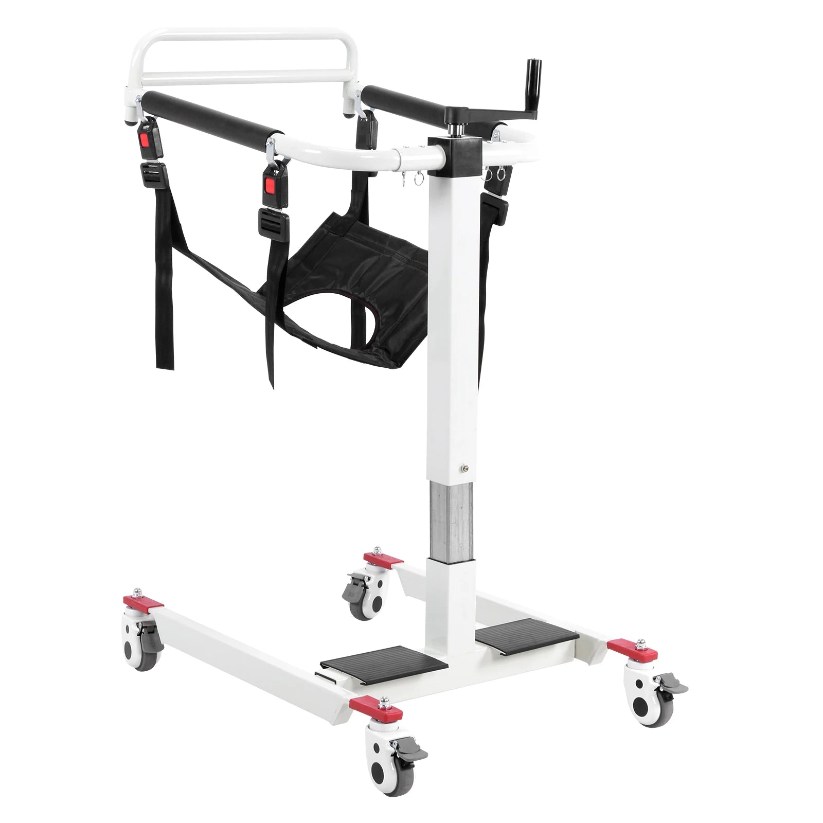 Patient Lift Transfer Chair with Adjustable Height & Width Bedside Commode Transport Chair with Wheels for Elderly and Disabled