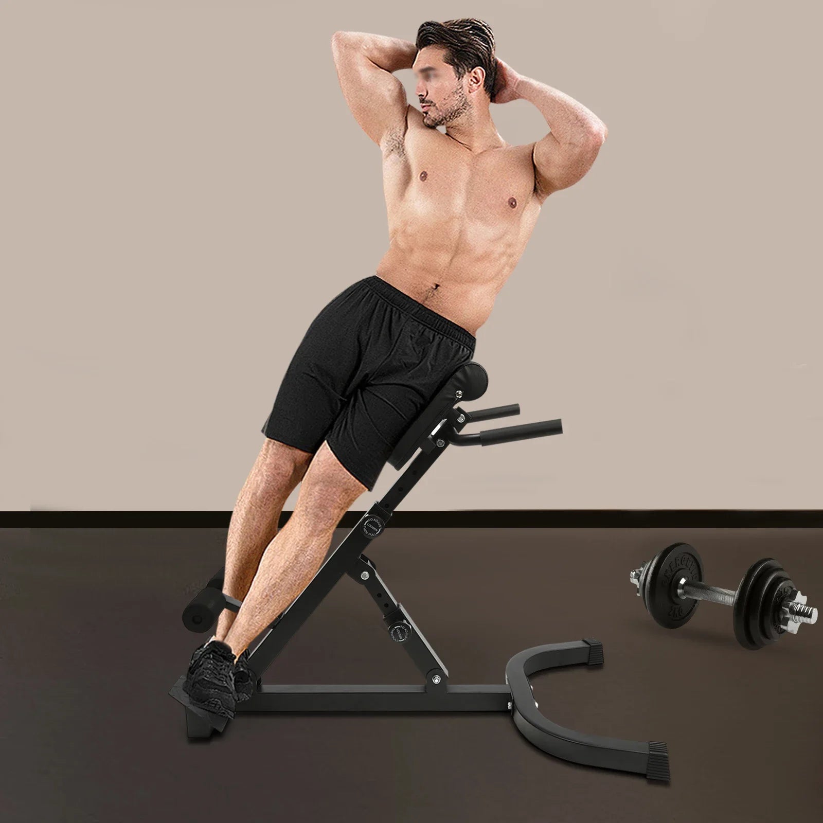 330lbs Hyper Back Extension Roman Chair Abdominal Exercise Equipment Multi-Functional Back Strength Exercise Bench w/Foot Covers