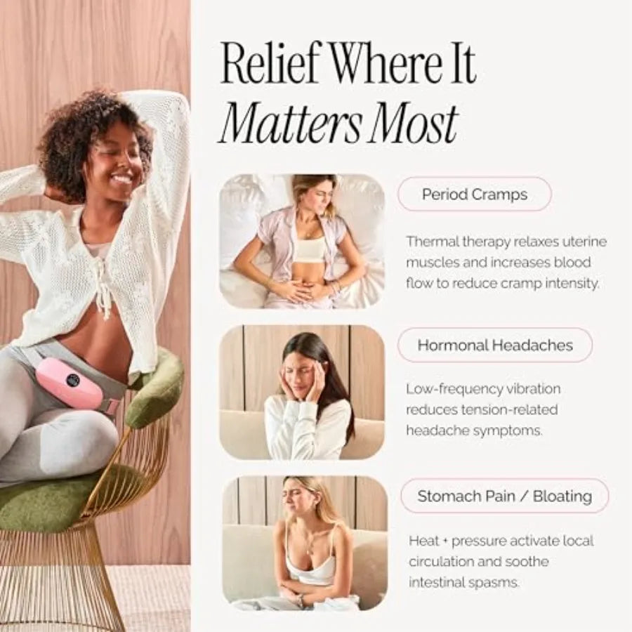 Menstrual Heating Pad for Period Cramps Portable Heating Pad for Period Cramps Relief with Heat and Massage Wearable Cordless W