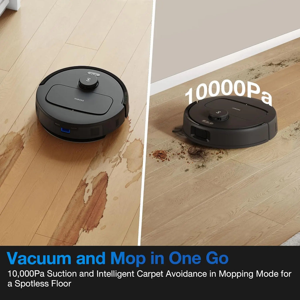Self-Emptying Robot Vacuum and Mop, 10000Pa Suction, Tangle-Free for Pet Hair, Smart Mapping, 300 Min Runtime