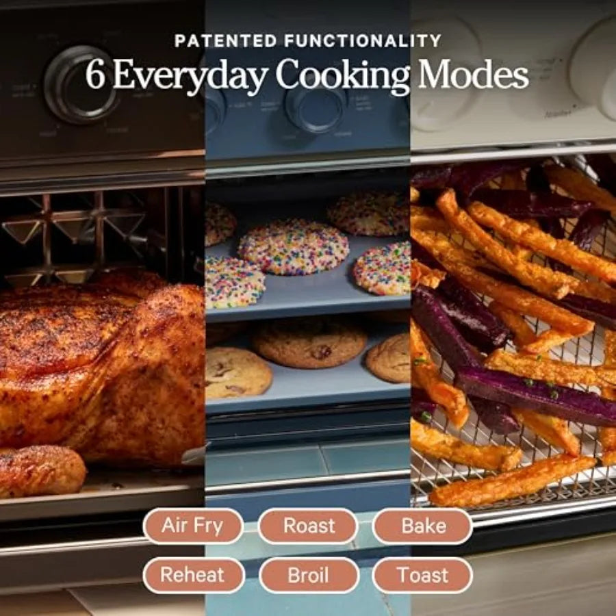 Wonder Oven 6-in-1 Stainless Steel Air Fryer Toaster Oven Combo with Basket Rack Pan Tray Compact 13 QT Countertop Ccity Toast