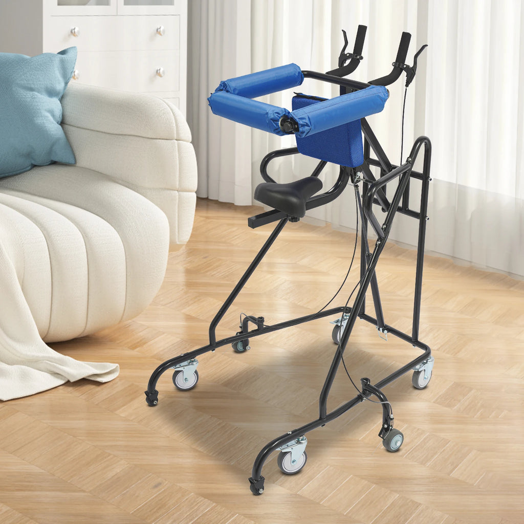 38.58-53.54inch Adjustable Height Standing Aid 8 Wheels Standing Aid for Senior and Stroke Rehabilitation Training Equipment