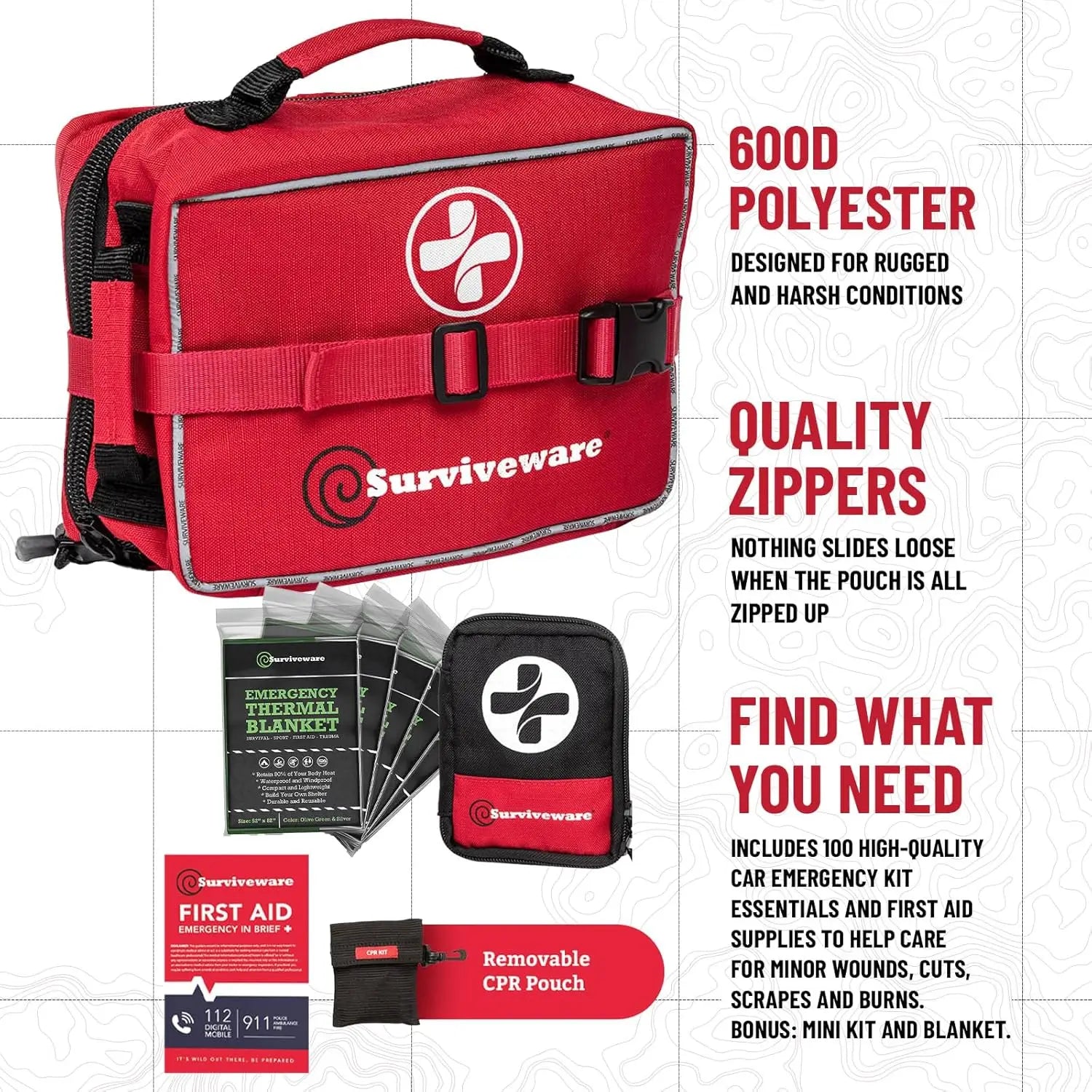 238-Piece Premium Survival First Aid Kit for Travel, Camping & Outdoor Emergencies - Comprehensive Medical Emergency Gear