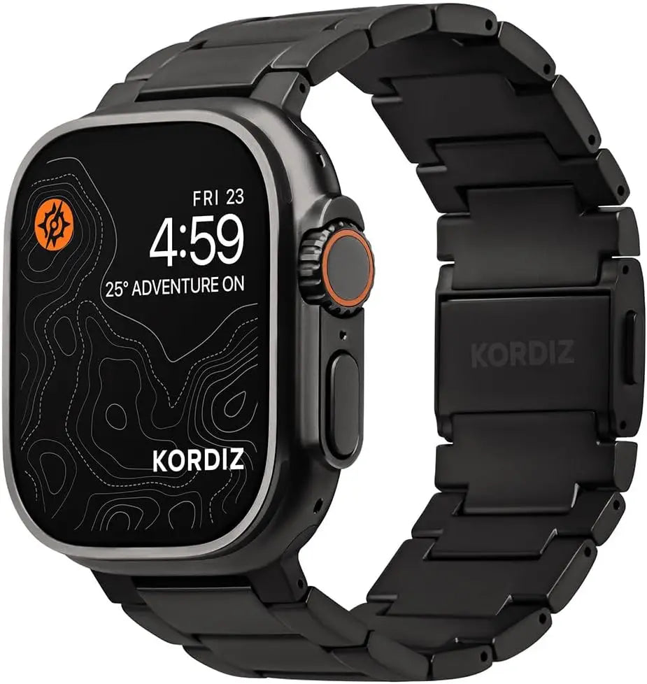 Adjustable Titanium Watch Band for Apple Watch Ultra 3 & 2, Black 49mm with Magnetic Clasp and DLC Scratch Resistance