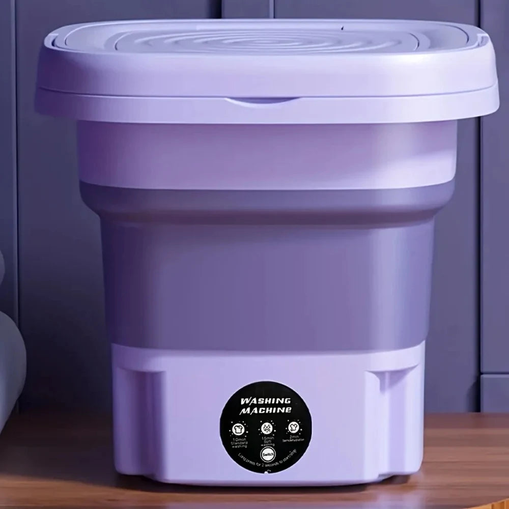 8L Folding Mini Washing Machine Portable Small Collapsible Washer Compact Lightweight Electric Washing Machine for Small Clothes