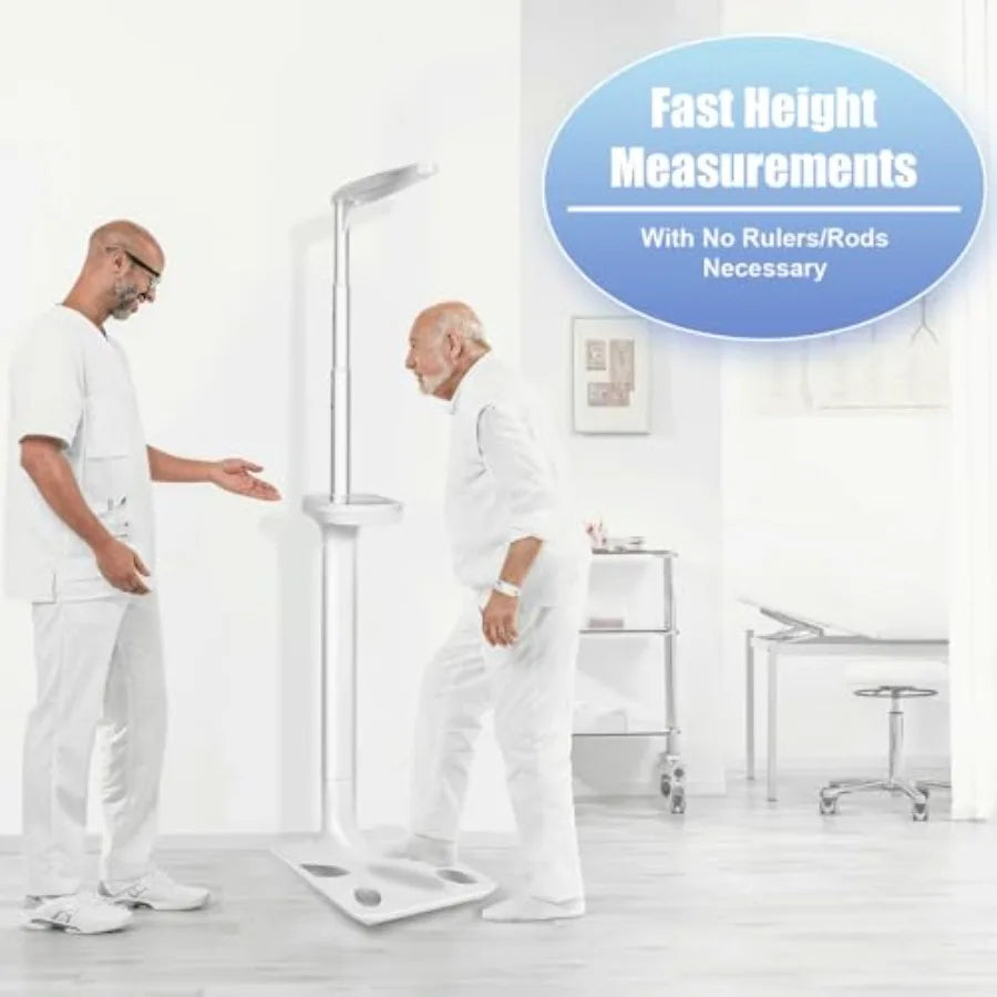 Smart Digital Physician Scale 440lb Capacity Medical Scale for Body Weight and Height Ultrasonic LCD Display Digital Scale with