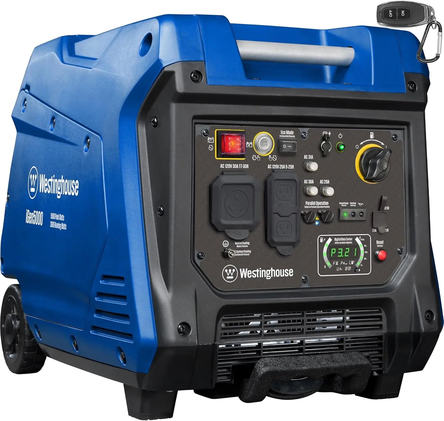 5000W Super Quiet Portable Inverter Generator with Remote Start, RV Ready, Gas Powered, Parallel Capable