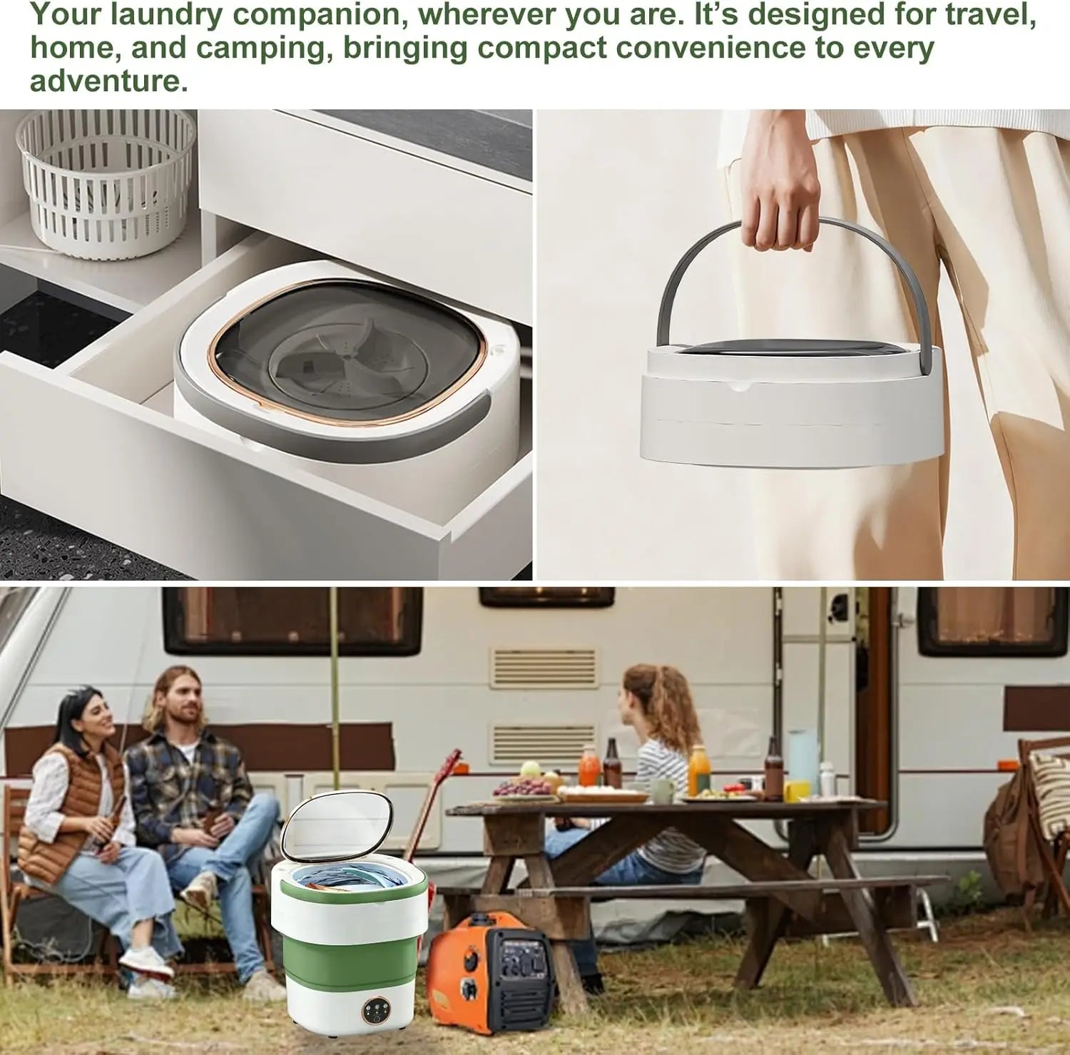 Portable Washing Machine 20L Foldable with Spin Basket, 3 Modes for Travel, Dorms, Camping - Ideal for Baby Clothes