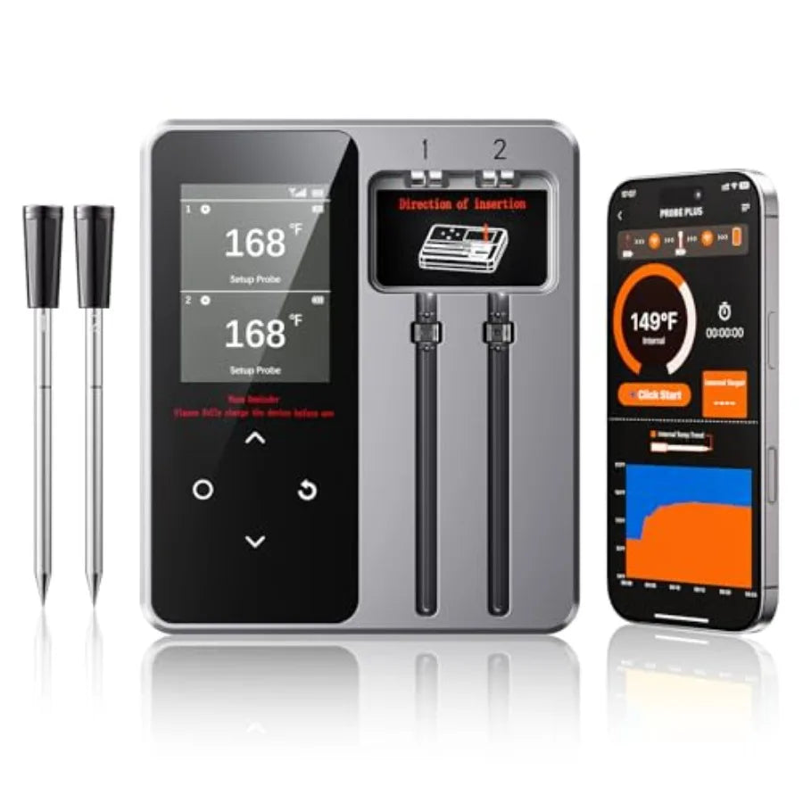 Wireless Bluetooth Meat Thermometer - 2 Probes App Control Birthday Gifts for Men Him Dad Smart Digital Thermometer for Cooking