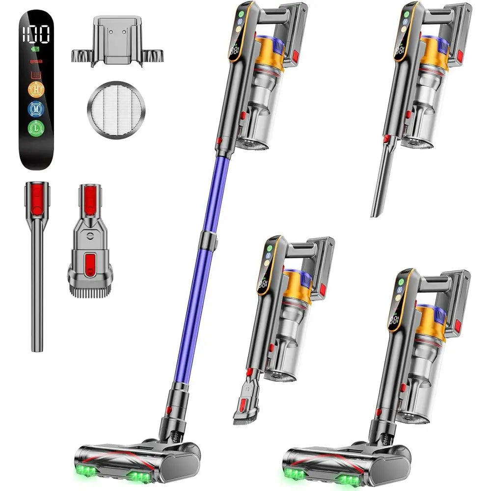 Cordless Vacuum Cleaner, 650W 55KPA 70Mins Vacuum Cleaners for Home, Stick Vacuum with 1.8L Cup, Anti-Tangle, 8-Stage Filter Sys