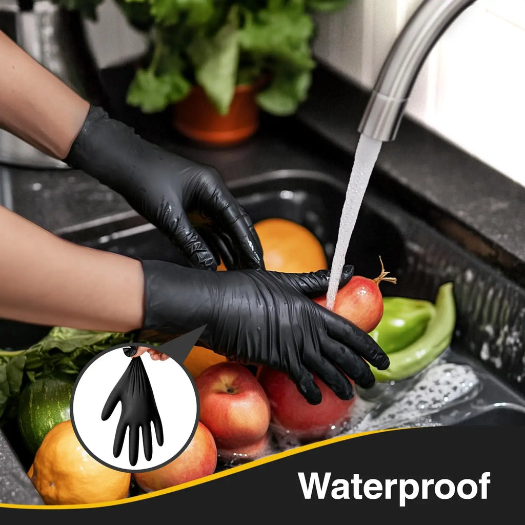 Nitrile Exam Gloves, Black Latex Free Powder Free Disposable Gloves for Medical, Cooking, Cleaning, and Food Prep