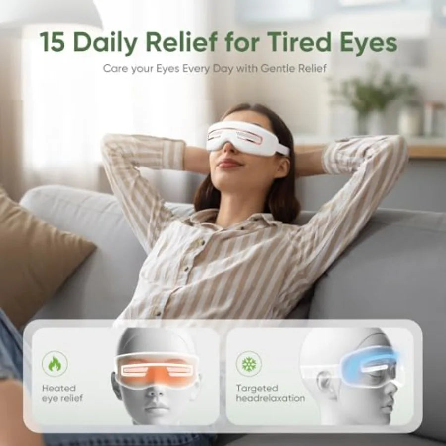 Eye Massager with Heat and Cooling Smart Sleep Mask for Migraine and Headache Relief with Bluetooth Music Face Massager Mask fo