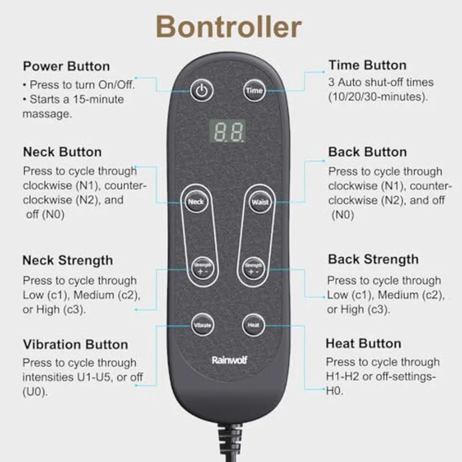 Shiatsu Neck and Back Massage Cushion with Heat - 4D Deep Tissue Kneading Full-Back Massager for Stress Relief Adjustable Inten
