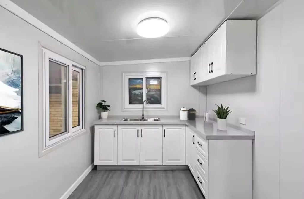 Portable Prefab Tiny Home for Sale, 40ft Modular Home - with 2 Bedrooms, 1 Kitchen & Bathroom, Expandable Container House to