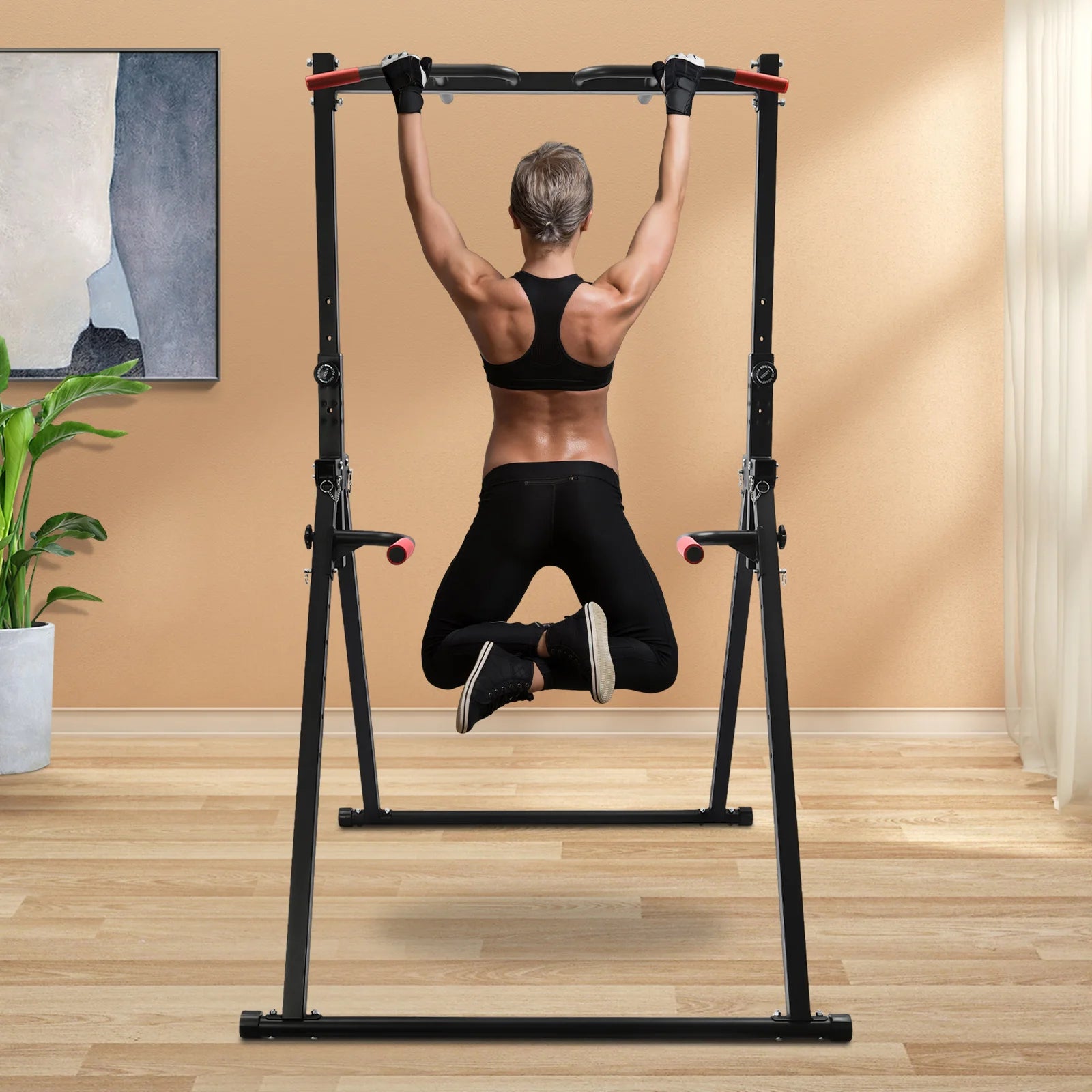 Pull Up Bar Dip,Height Adjustable Free Standing Chin Up Bar ,Home Gym Strength Training Fitness Equipment,440lbs Weight Capacity