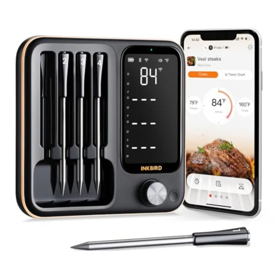 Wireless Digital Meat Thermometer with 4 Probes IP67 Waterproof Bluetooth Kitchen Thermometer for Grilling Smoker BBQ Cooking 3