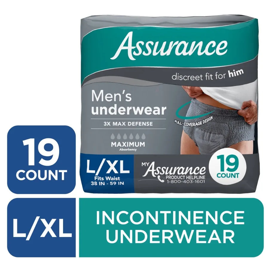 4 Pack Men's Incontinence Underwear L/XL for Maximum Absorbency and Comfort During Daily Activities Ideal for Active Lifestyle