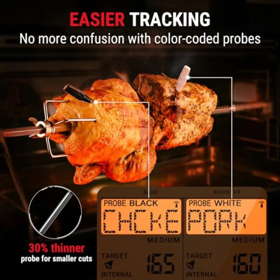 ThermoPro TempSpike 1000FT Wireless Meat Thermometer Digital with 2 Upgraded Ultra-Thin Probe Kitchen Food Thermometer for Cook