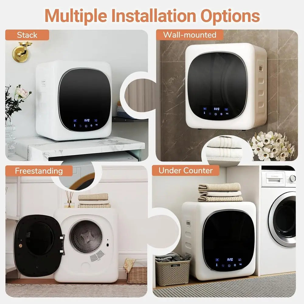 1.5 Cubic Foot Stainless Steel Portable Dryer with LED Touch Panel, 800W Electric Laundry Dryer for Home, Dorm, and RV