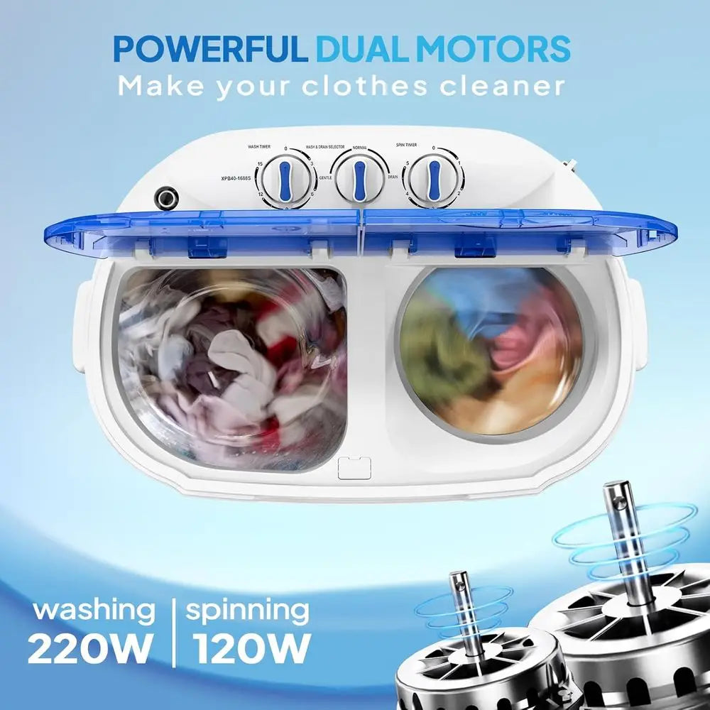 7lbs Electric Washer & 4lbs Spin Dryer Combo - Portable Laundry Solution for RV, Camping, Dorms & Apartments
