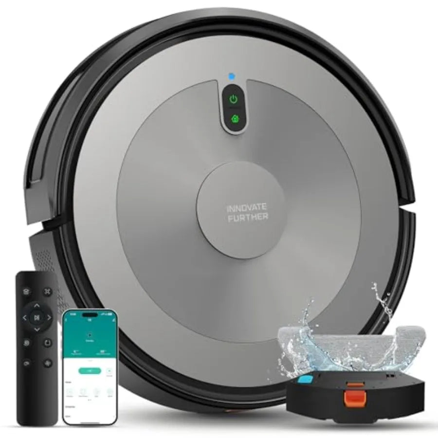 Robot Vacuum and Mop Combo 5000Pa 3-in-1 Robotic Vacuum Cleaner with Brushless Motor Tangle-Free Design Smart App and Alexa Con