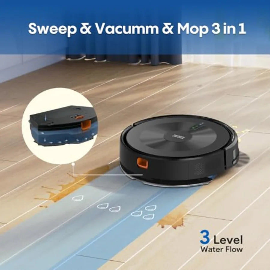 Robot Vacuum and Mop 5000Pa 3-in-1 Robotic Vacuum with Intelligent Navigation Alexa APP Control Schedule Cleaning Slim Quiet Ha