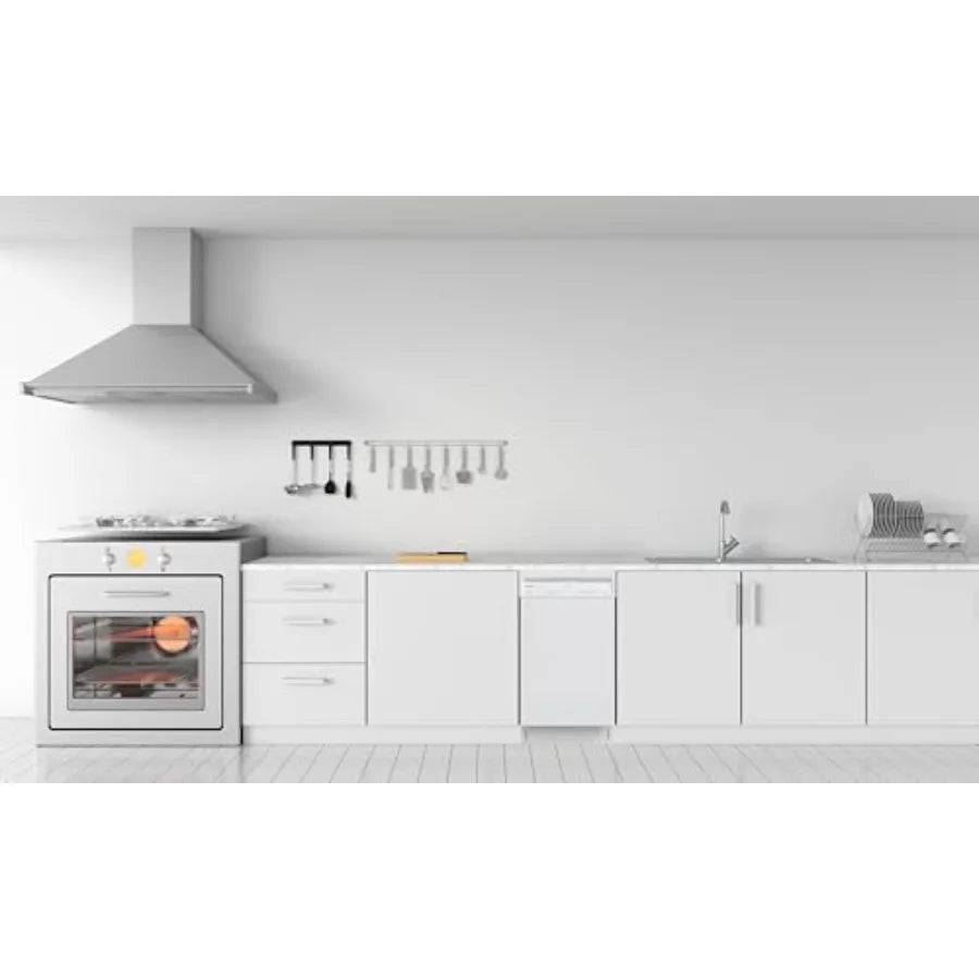 18 Inch Dishwasher with 8 Place Settings 6 Washing Programs Stainless Steel Tub UL/Energy Star Certified White