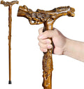 Hand-Carved Wooden Walking Cane with Massage Function, Supports up to 500lbs, High-end Senior Cane Suitable for Gift Giving