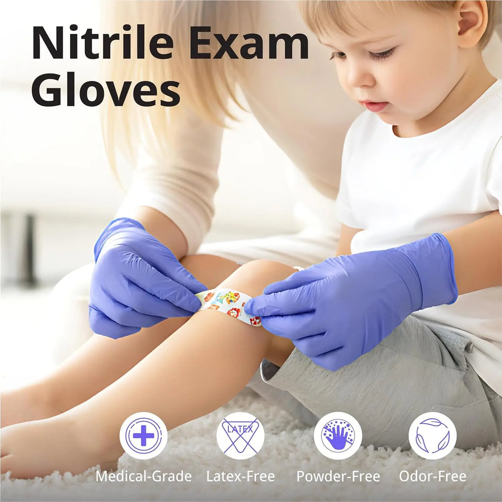 Disposable Nitrile Exam Gloves, 3-mil, XS, Case of 1000, Violet Nitrile Gloves Disposable Latex Free