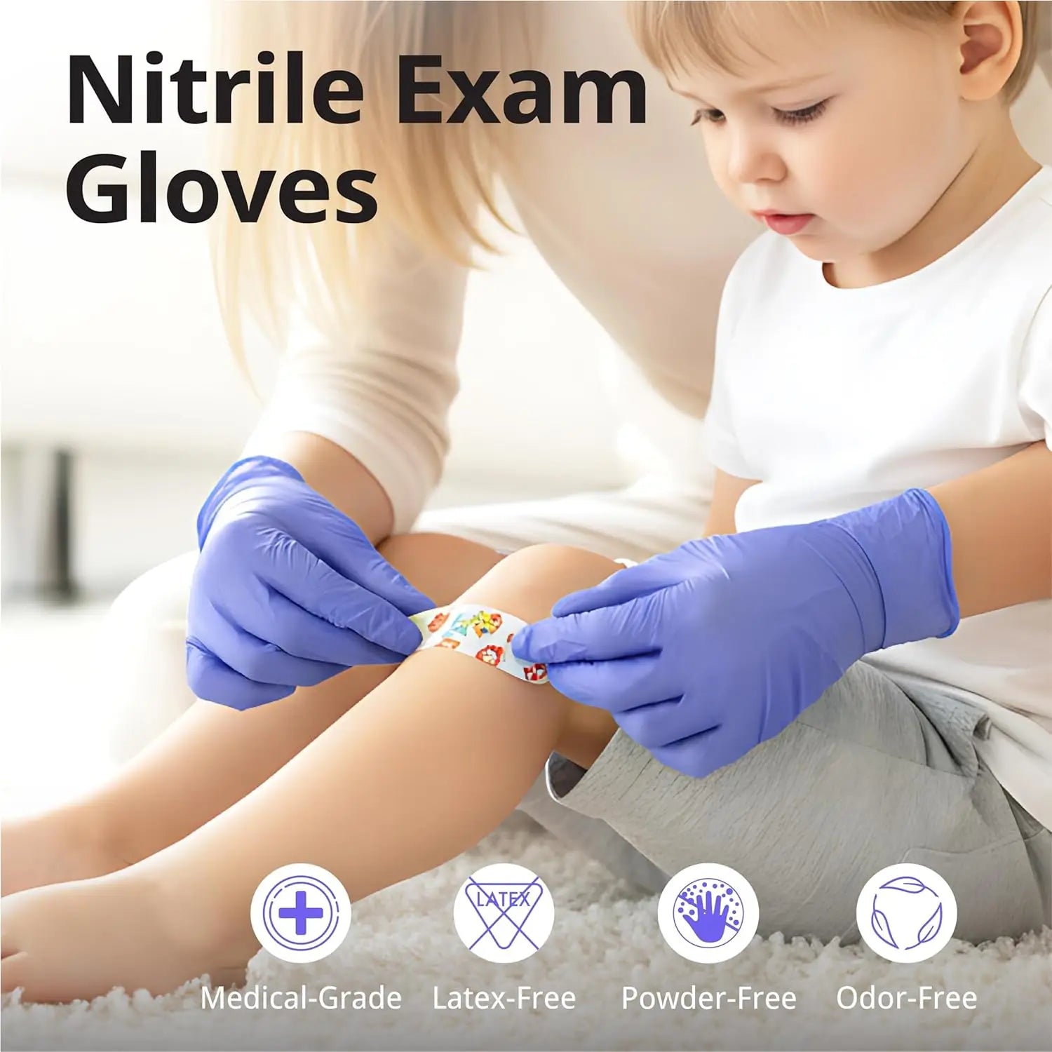 Disposable Nitrile Exam Gloves, 3-mil, XS, Case of 1000, Violet Nitrile Gloves Disposable Latex Free