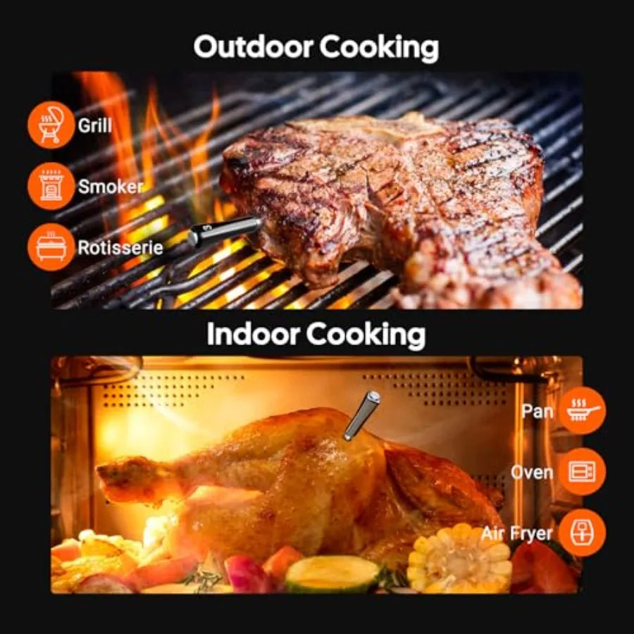 Wireless Digital Meat Thermometer with 4 Probes IP67 Waterproof Bluetooth Kitchen Thermometer for Grilling Smoker BBQ Cooking 3