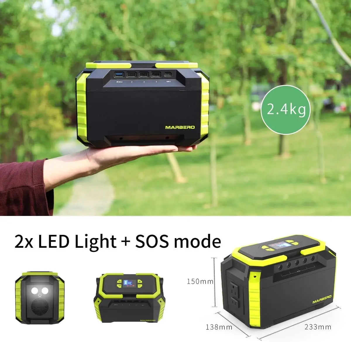 222Wh Portable Power Station with AC Outlet, Solar Generator, 60000mAh Battery for Camping and Emergency Backup
