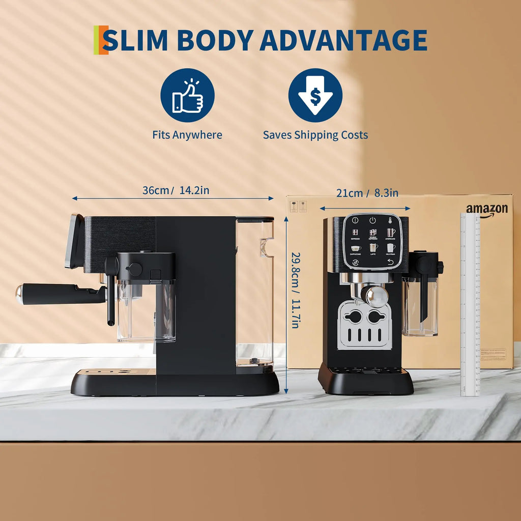 20 Bar Professional Espresso Machine Adjustable Temperature Coffee Maker With Milk Frother For Office Home
