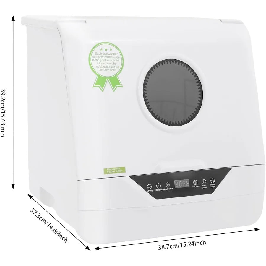 Portable Countertop Dishwasher with 1.5-meter Inlet/Outlet Hoses 4 Wash Programs 360 All-Round Washing Mini Compact Design for