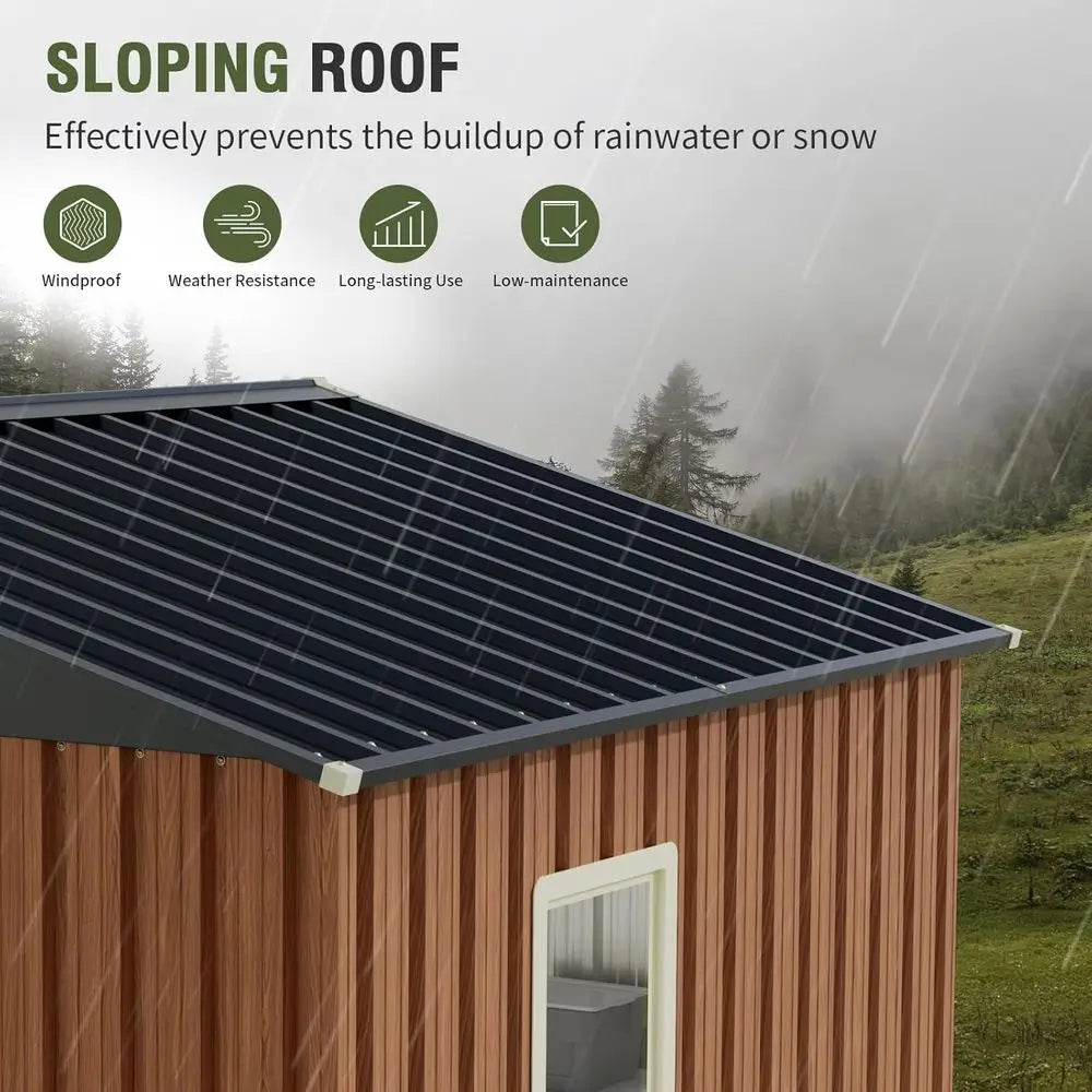 Durable 8x6 Outdoor Storage Shed with Window, Lockable Door, Ideal for Garden and Patio Tool Storage