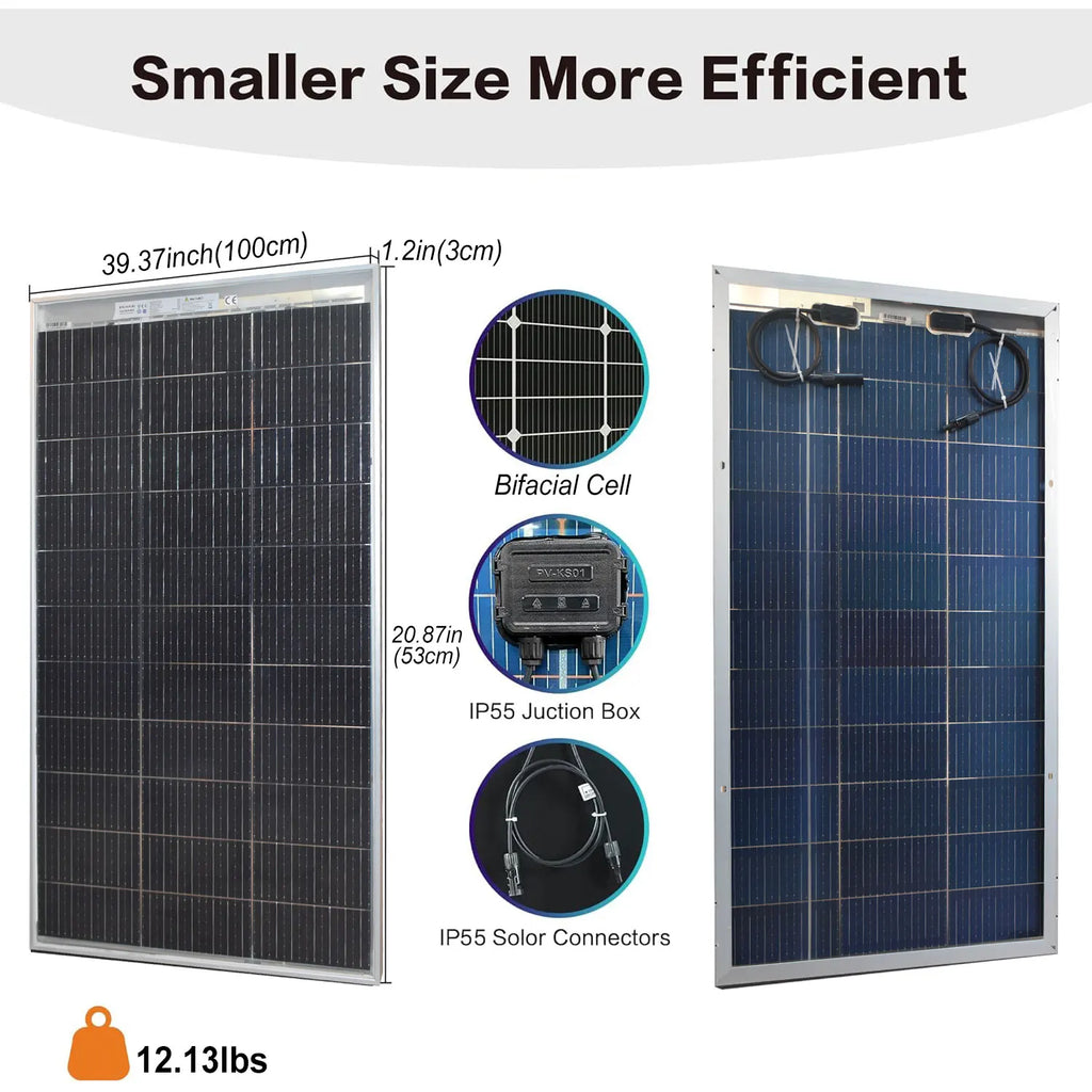 200w Bifacial Solar Panel 2pcs 100w Foldable Solar Charger Dual-Side Absorption for Phone Power Bank Camping High Efficiency
