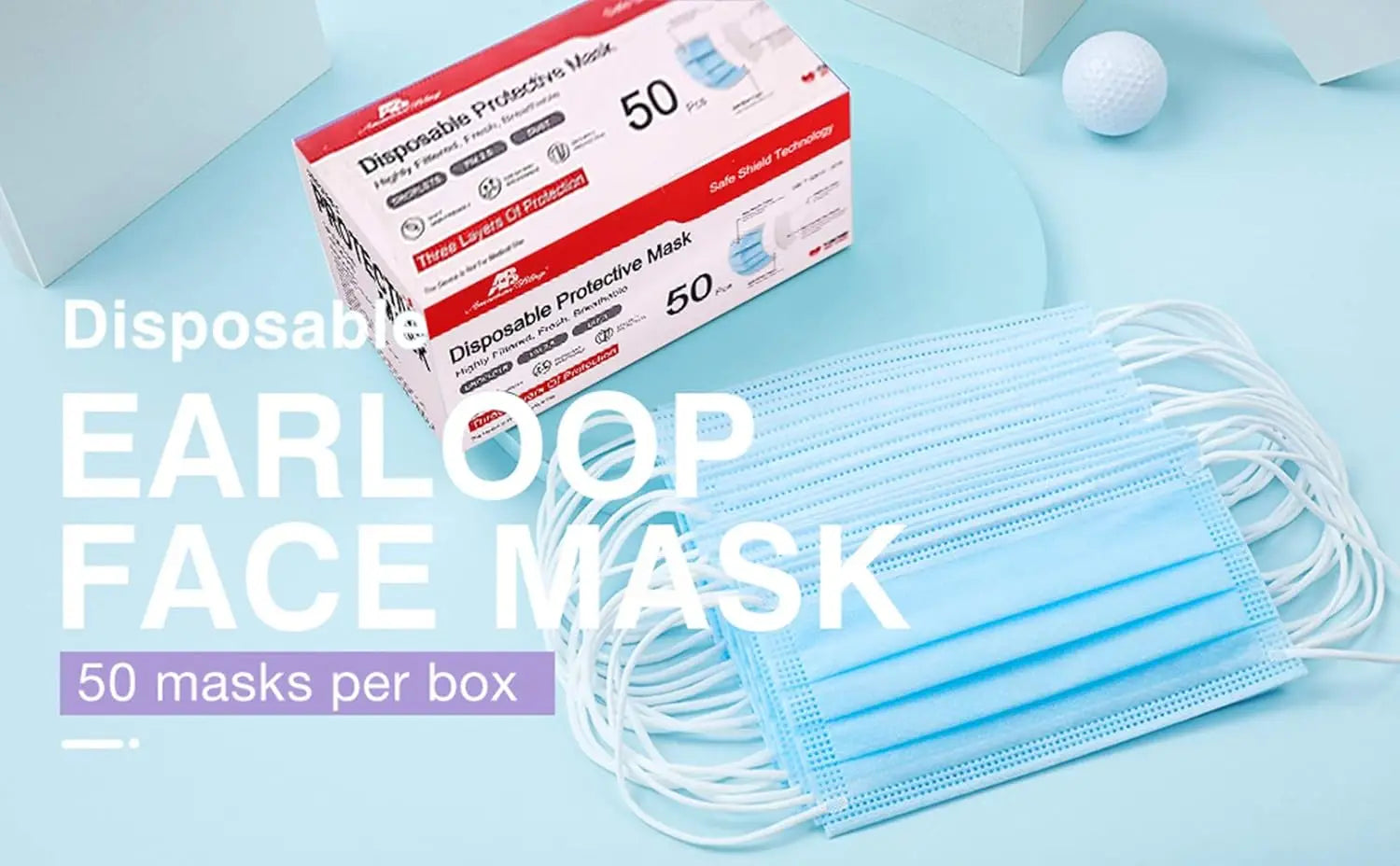2000 PCS Bulk Blue Face Masks, Non-Woven 3-Layers Breathable with Adjustable Earloop for Comfort