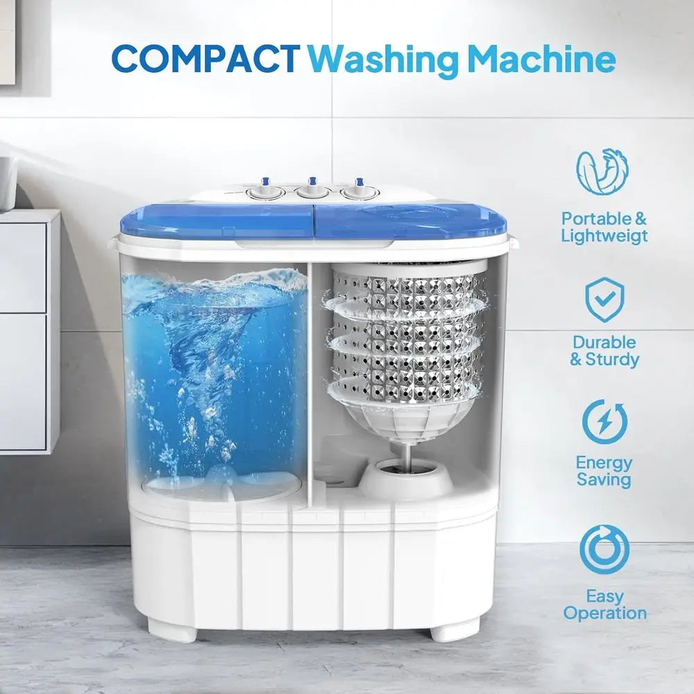 7lbs Electric Washer & 4lbs Spin Dryer Combo - Portable Laundry Solution for RV, Camping, Dorms & Apartments