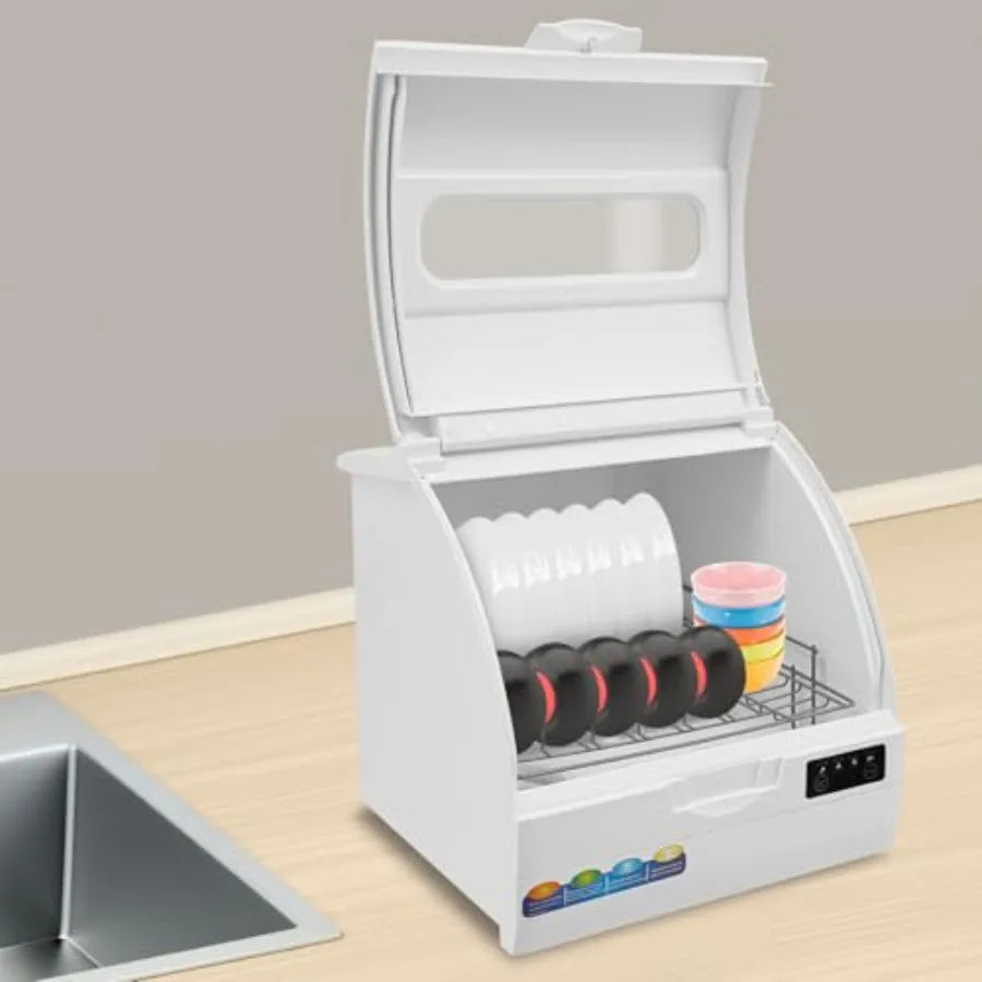 Portable Mini Dishwasher Countertop with 5 Wash Modes Drying for 12-18 Pieces Compact Dish Washer in White for Home RV rtment U