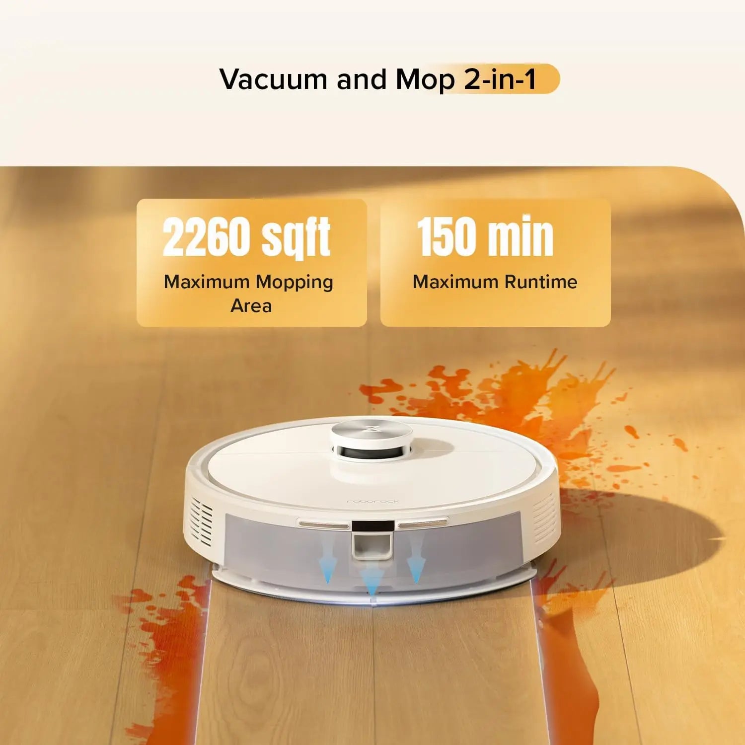 Robot Vacuum and Mop Combo with 10,000Pa Suction, LiDAR Navigation, App Control for Pet Hair and Carpet Cleaning