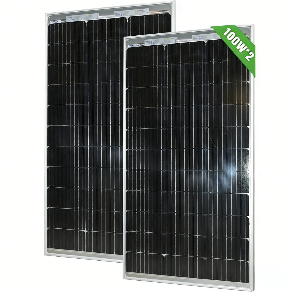 200W Bifacial Solar Panel, 18V High Efficiency Glass Temper PV Model, Durable & Waterproof, for Home RV Off-Grid System,Balcony