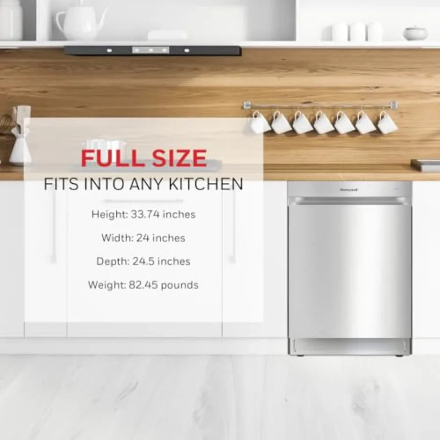 24 Inch Dishwasher with 12 Place settings 7 Washing Cycles Stainless Steel and Plastic Tub UL/Energy Star- Stainless Steel