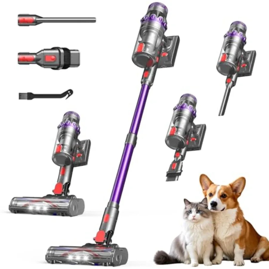 Cordless Vacuum Cleaner Powerful Stick Vacuum with 70Mins Runtime and Touch Screen Self-Standing Anti-Tangle Vacuum Cleaners fo