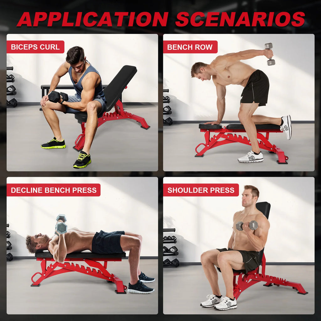 Weight Bench Adjustable Workout Bench Exercise Bench for Home Gym Dumbbell Fitness Exercise 1300 LB Stable Incline Decline Bench