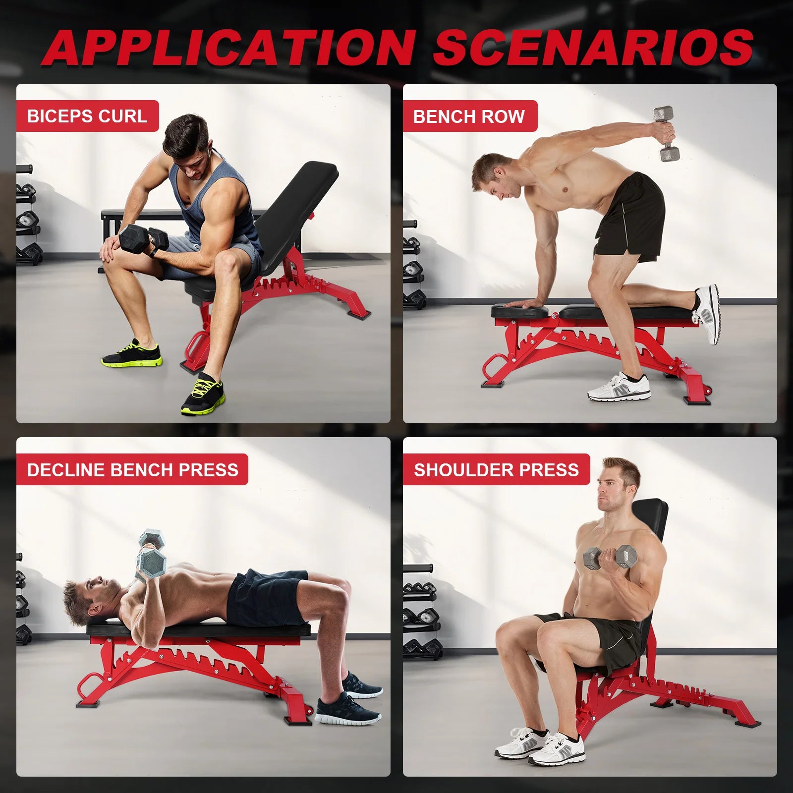 Weight Bench Adjustable Workout Bench Exercise Bench for Home Gym Dumbbell Fitness Exercise 1300 LB Stable Incline Decline Bench