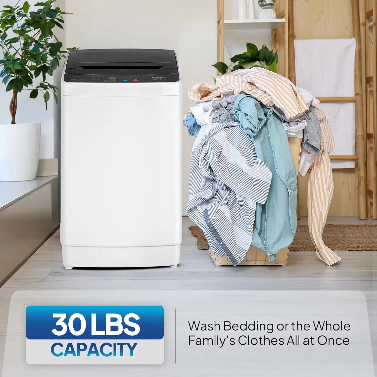 30LBS Washing Machine, Full-Automatic Portable Washer with Stainless Steel Drum, Electric Laundry Machine, Washer, Customized