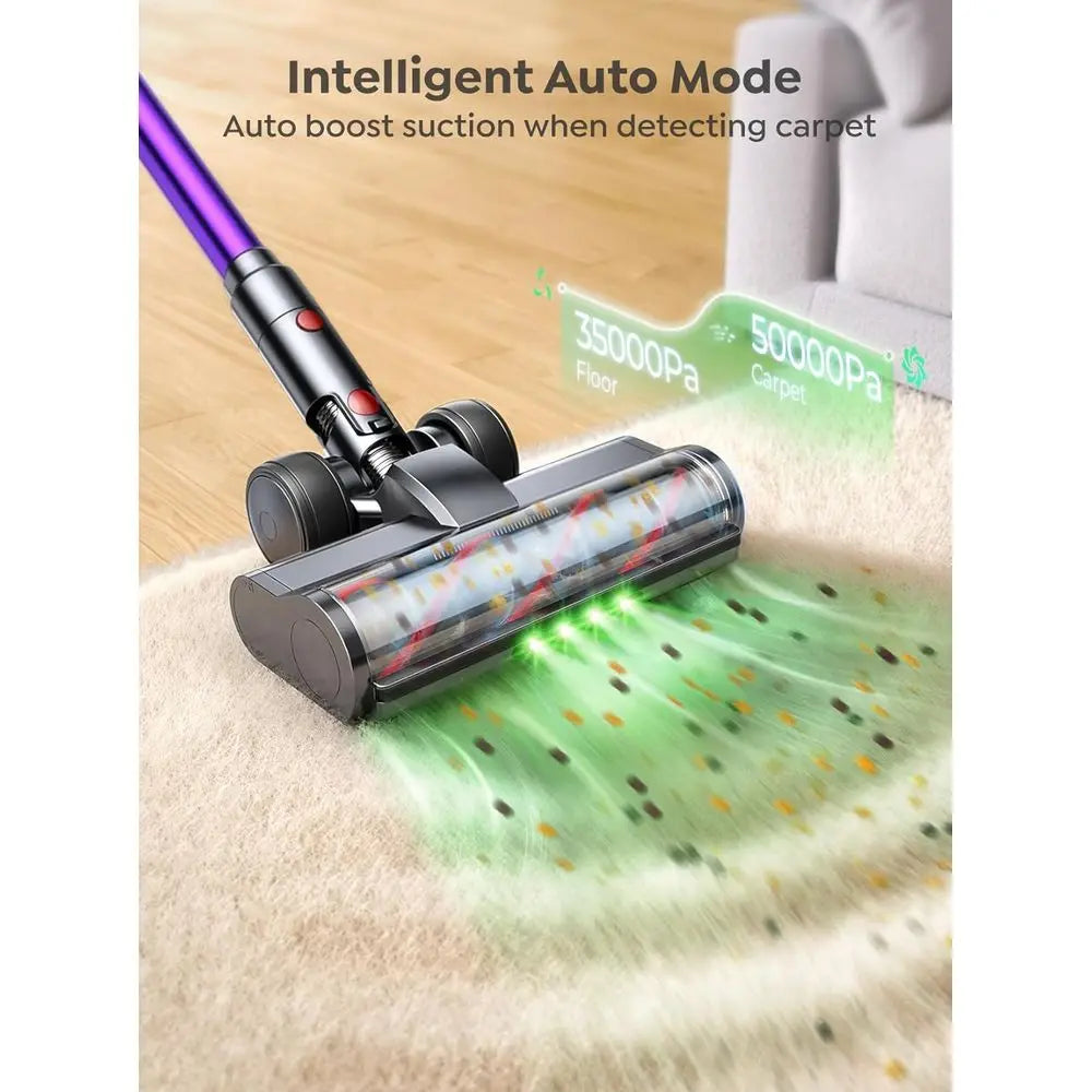 Cordless Vacuum Cleaner, 600W 50KPA 65 Mins Vacuum Cleaners for Home, Cordless Stick Vacuum with Powerful Suction, Wall Mount Ch