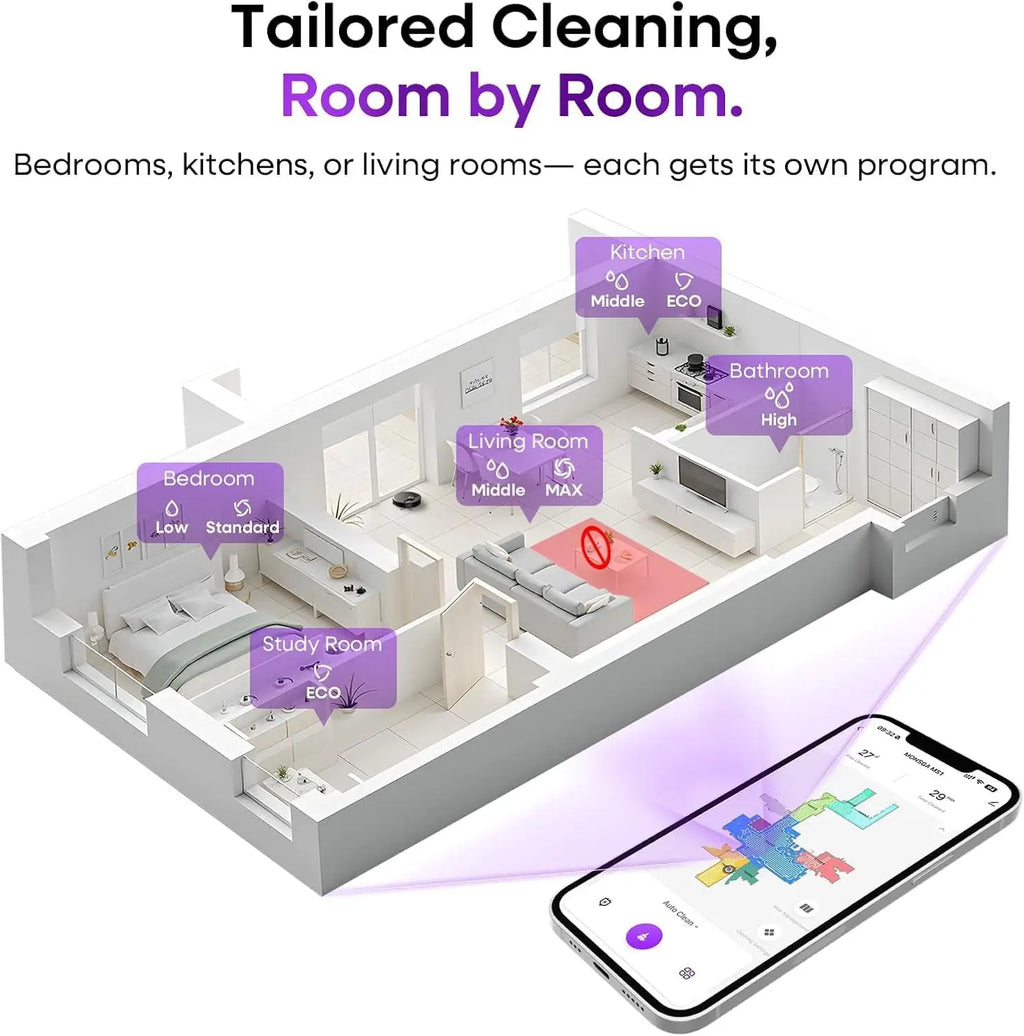 Robot Vacuum and Mop Combo with Lidar Navigation, 7000Pa Suction, 180min Runtime, App Control for Hard Floors and Carpets