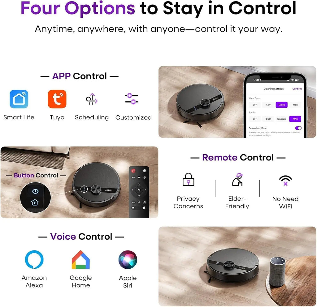 Robot Vacuum and Mop Combo with Lidar Navigation, 7000Pa Suction, 180min Runtime, App Control for Hard Floors and Carpets